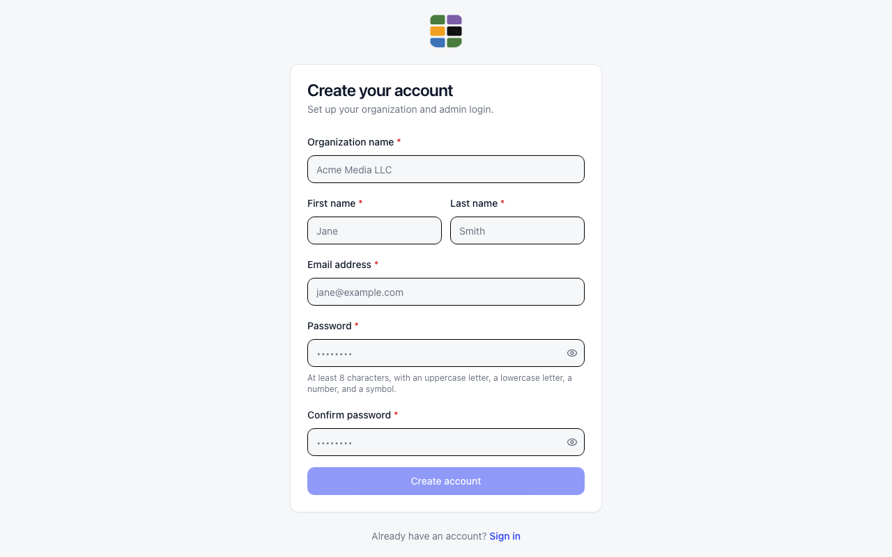 MOSZAIC sign-up form